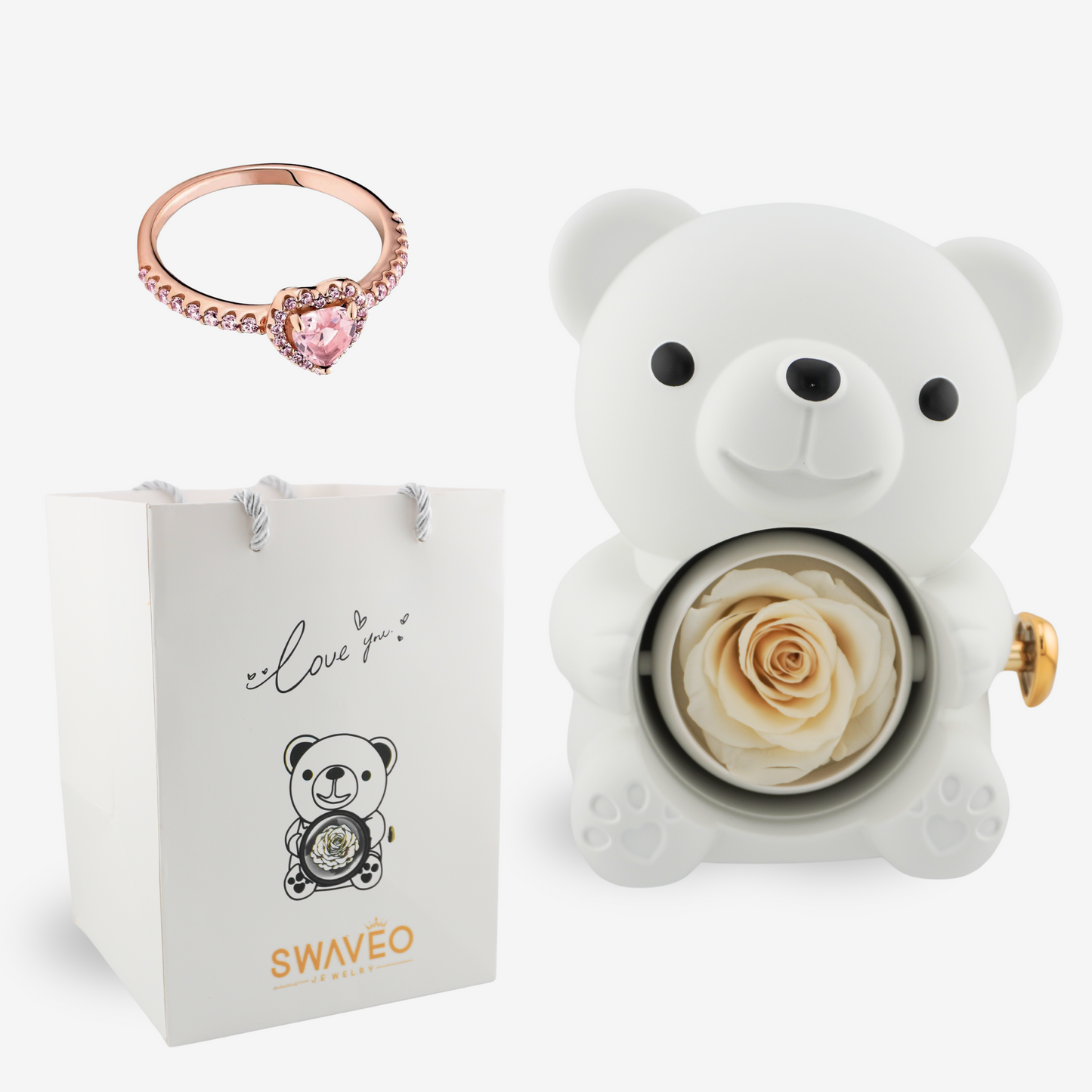 Forever Rose Bear W/ Promise Ring - Swaveo Jewelry