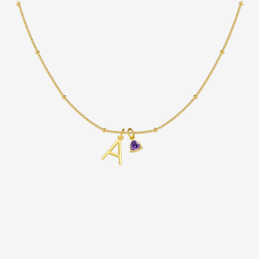 Initial & Birthstone Necklace