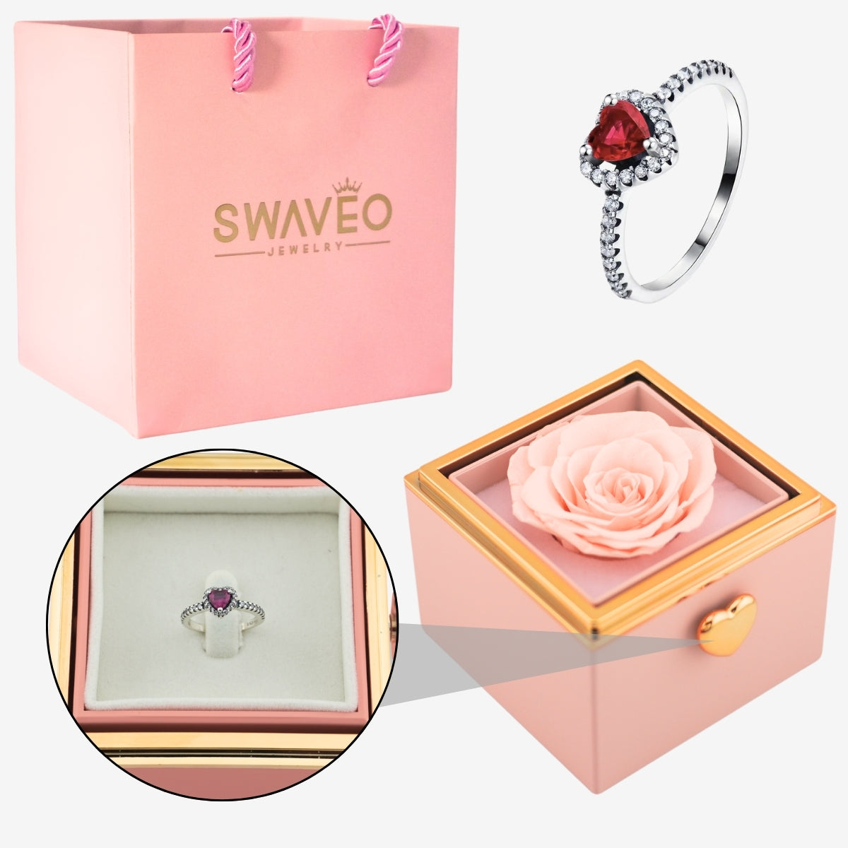 Flip Rose Box - W/ Promise Ring - Swaveo Jewelry