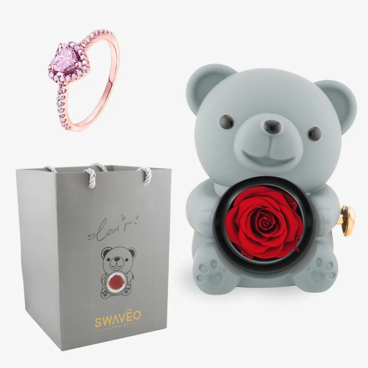 Forever Rose Bear W/ Promise Ring