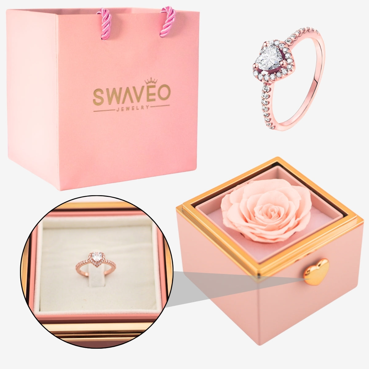 Flip Rose Box - W/ Promise Ring - Swaveo Jewelry