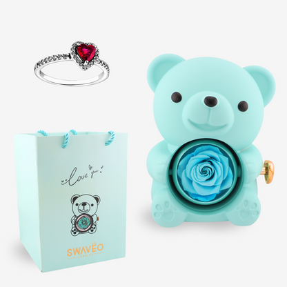 Forever Rose Bear W/ Promise Ring - Swaveo Jewelry