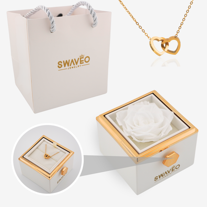 Forever Rose Box - W/ Engraved Heart Necklace - Swaveo Jewelry