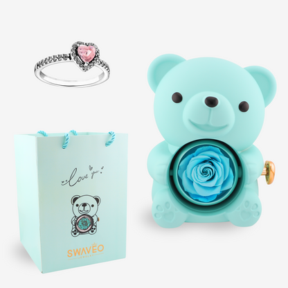 Forever Rose Bear W/ Promise Ring - Swaveo Jewelry