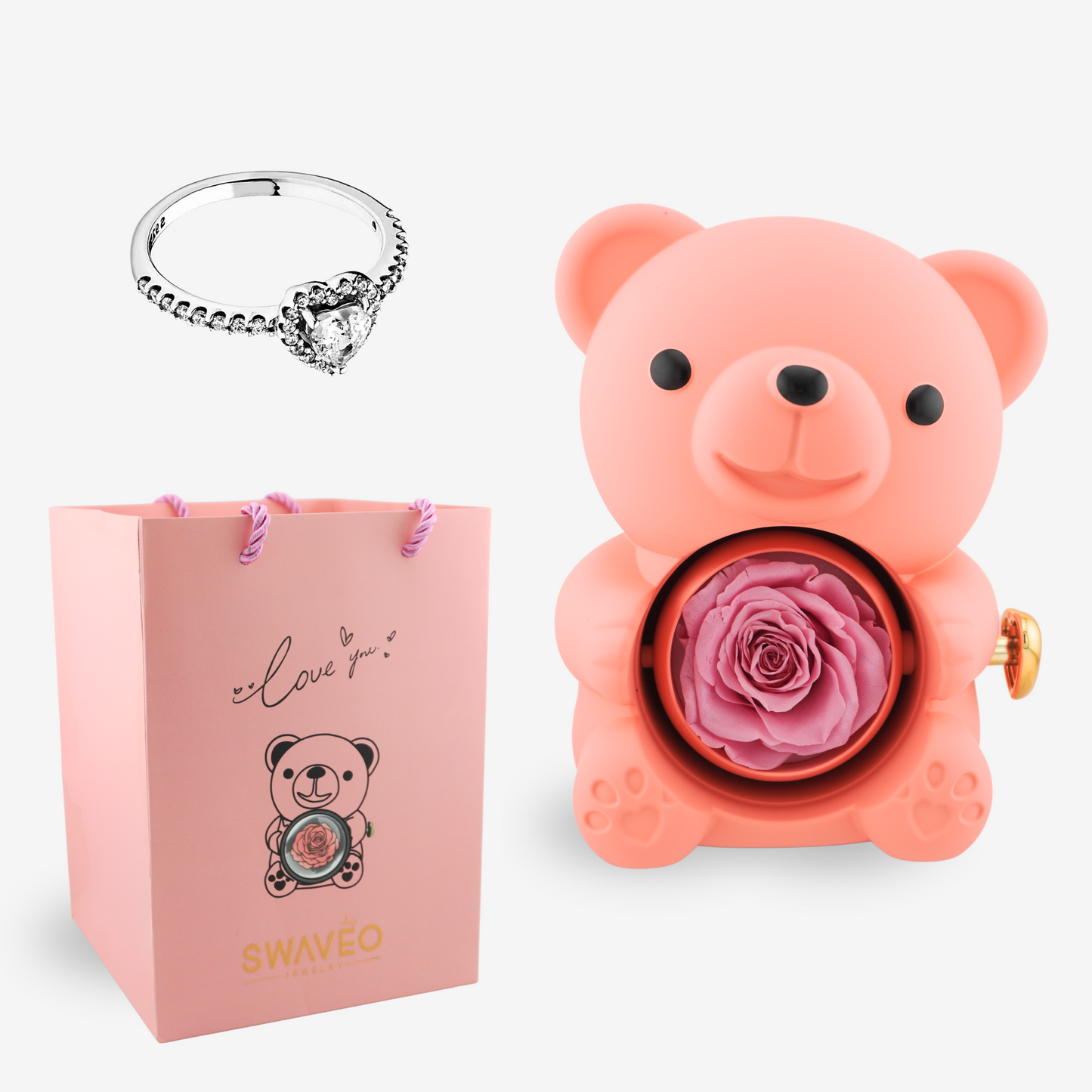 Forever Rose Bear W/ Promise Ring - Swaveo Jewelry