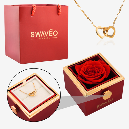 Forever Rose Box - W/ Engraved Heart Necklace - Swaveo Jewelry