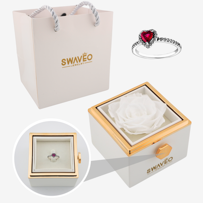 Forever Rose Box - W/ Heart Promise Ring - Swaveo Jewelry