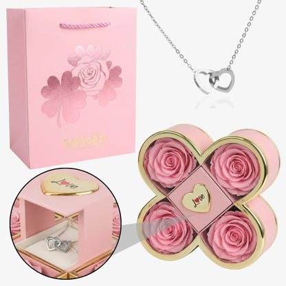 Boîte Signature Rose avec Collier Gravé
