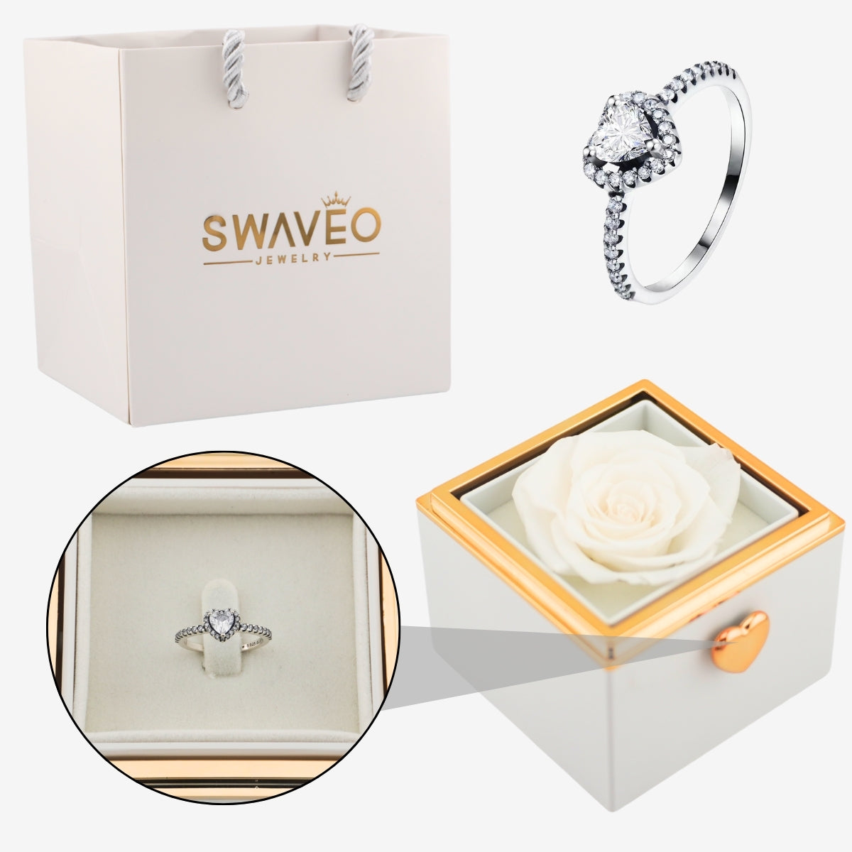 Flip Rose Box - W/ Promise Ring - Swaveo Jewelry