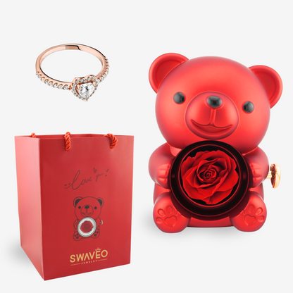 Forever Rose Bear W/ Promise Ring - Swaveo Jewelry