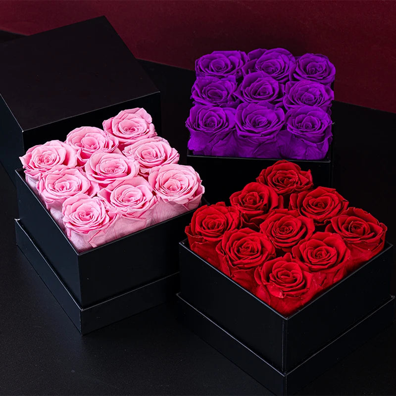 Eternal Grand Rose Box W/ 9 Forever Roses - Swaveo Jewelry