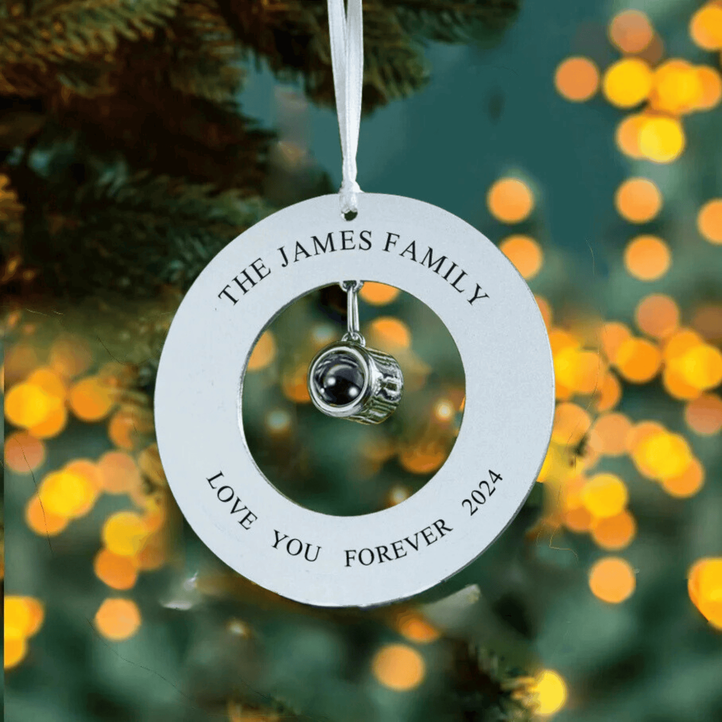 Custom Engraved Ornament W/ Photo Projection - Swaveo Jewelry