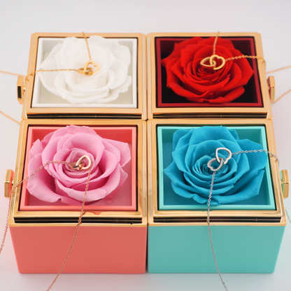 Forever Rose Box - W/ Engraved Heart Necklace - Swaveo Jewelry